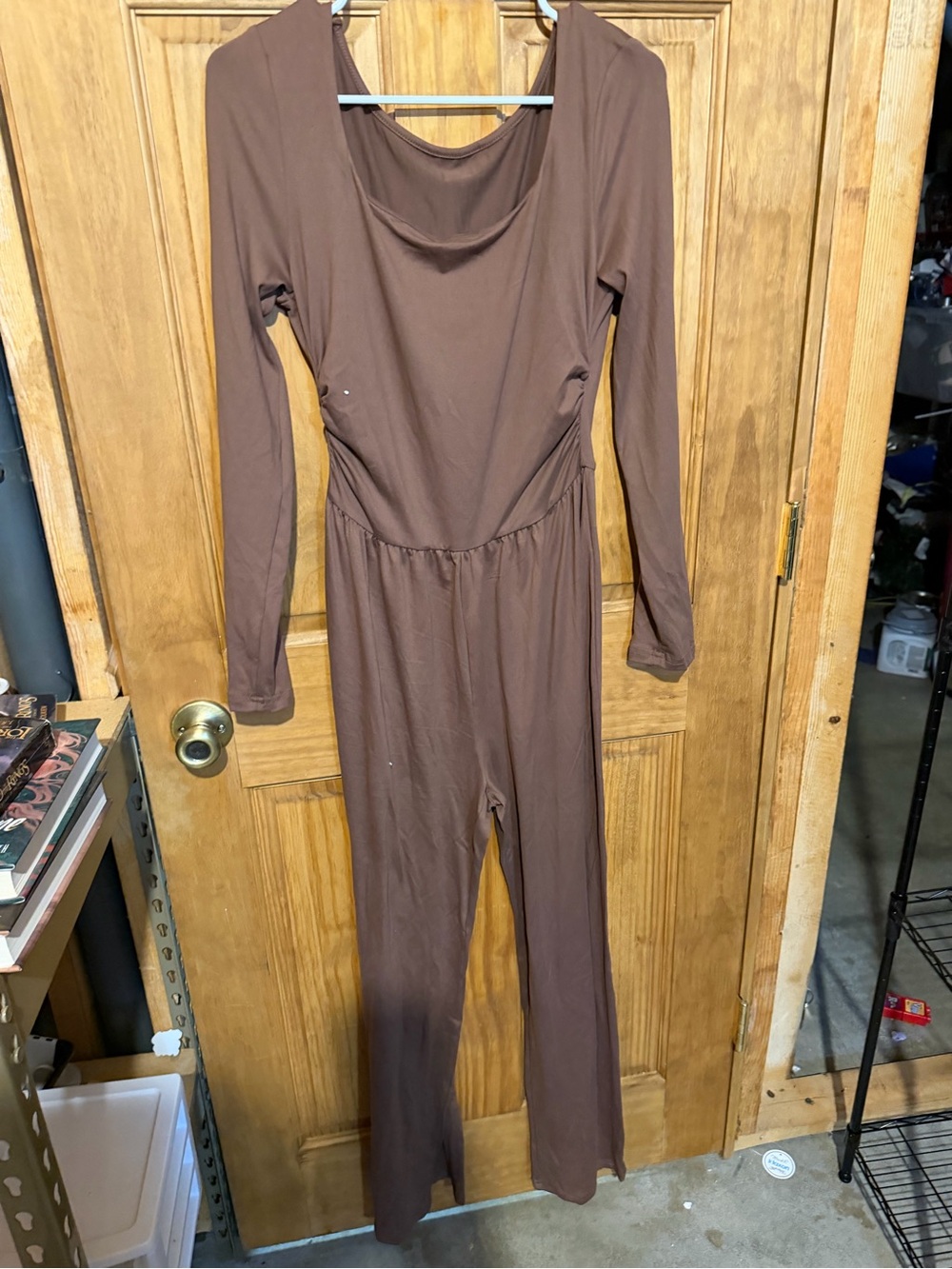 Brown Long-Sleeve Jumpsuit